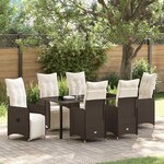 vidaXL Ensemble de salle à manger pour jardin 7 Pièces Marron Poly rotin