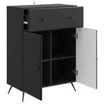 vidaXL Buffet avec tiroir Noir 66 x 34 5 x 90 cm Bois d'ingénierie