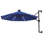 vidaXL Parasol mural avec mât métallique et LED 300 cm Bleu