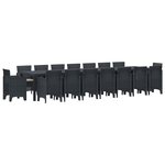 vidaXL Ensemble de salle à manger de jardin avec coussins 17 pc PP