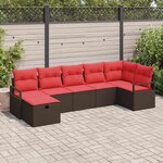 vidaXL Ensemble de Canapés 7 Pièces Marron et rouge polyrotin