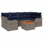 vidaXL Ensemble de canapé de jardin avec coussin 7 Pièces Gris polyrotin