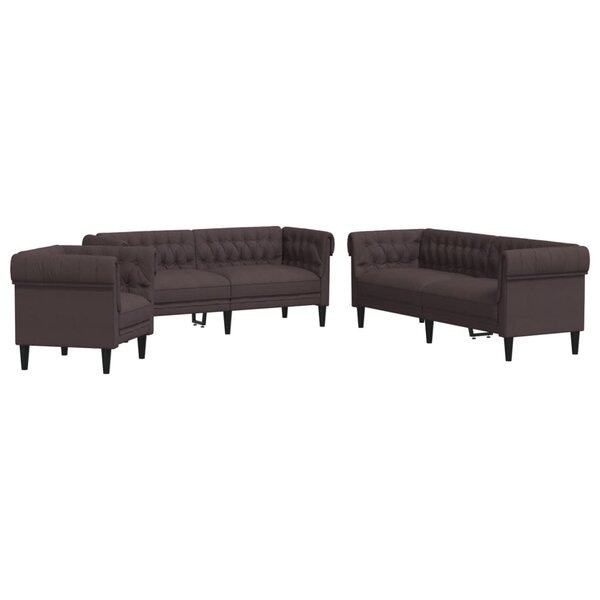 vidaXL Ensemble de canapés 3 Pièces marron foncé tissu