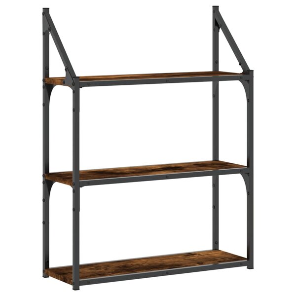 vidaXL Étagère murale 3 niveaux chêne fumé 60x21x78 5 cm