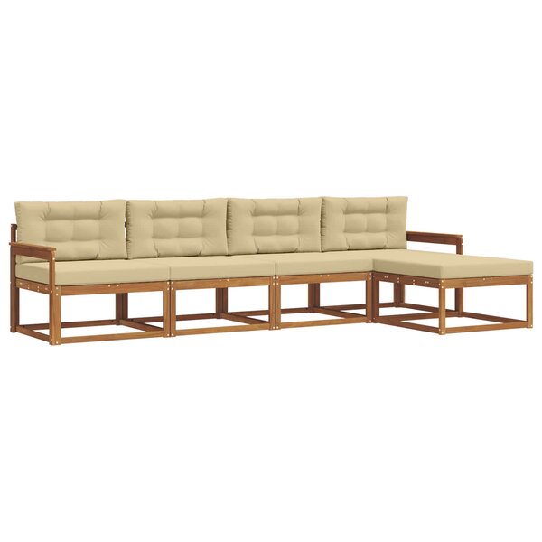 vidaXL Ensemble de canapés d'extérieur 5 pc Naturel et Beige