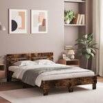 vidaXL Cadre de lit avec tête de lit et LED chêne fumé 135x190 cm