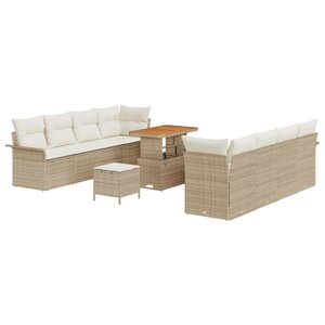 vidaXL Ensemble de canapé de jardin 11 Pièces Beige polyrotin