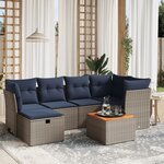 vidaXL Salon de jardin 7 Pièces avec coussins gris résine tressée