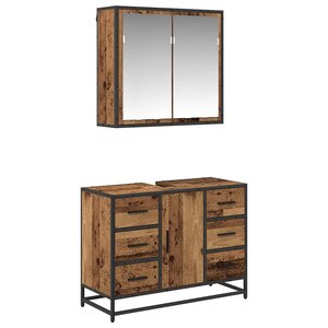vidaXL Ensemble de mobilier de salle de bain 2 Pièces Bois ancien