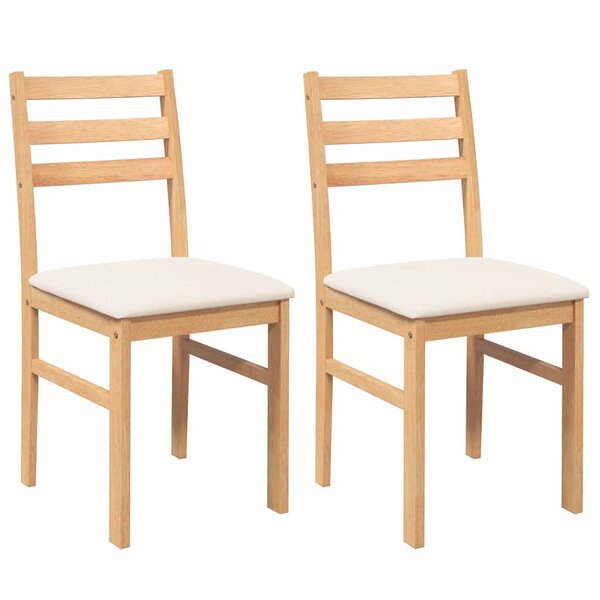 vidaXL Chaises à manger coussins 2 Pièces bois massif caoutchouc