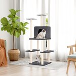 vidaXL Arbre à chat avec griffoirs en sisal Gris foncé 144 5 cm