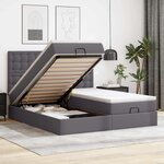 VidaXL Cadre de lit ottoman avec matelas gris 160x200 cm similicuir