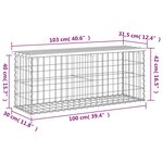 vidaXL Banc de jardin design de gabion 103x31 5x42 bois massif de pin