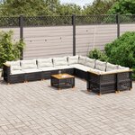 vidaXL Salon de jardin 11 Pièces avec coussins noir résine tressée