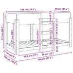 vidaXL Lit Superposé pour Enfants Gris béton 100 x 190 cm