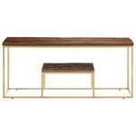 vidaXL Table basse doré acier inoxydable et bois de mélèze massif