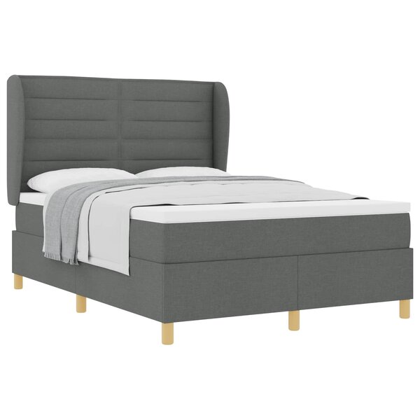 vidaXL Lit à ressorts avec matelas Gris foncé 200 x 160 cm tissu
