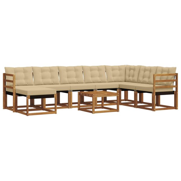 vidaXL Ensemble de canapés d'extérieur 9 Pièces Naturel et Beige
