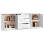 vidaXL Buffets 3 Pièces Blanc Bois d'ingénierie