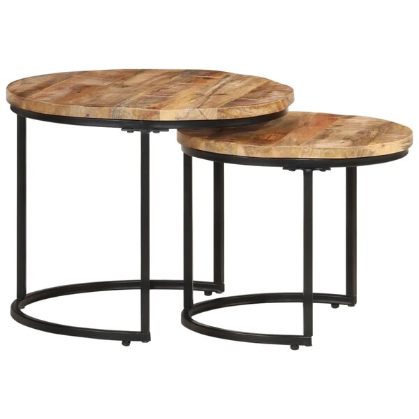 vidaXL Tables gigognes 2 Pièces Bois de manguier brut