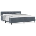 Lit à ressort vidaXL avec matelas gris foncé 200x200 cm en velours