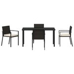 vidaXL Ensemble de salle à manger pour jardin 5 Pièces Noir Poly rotin