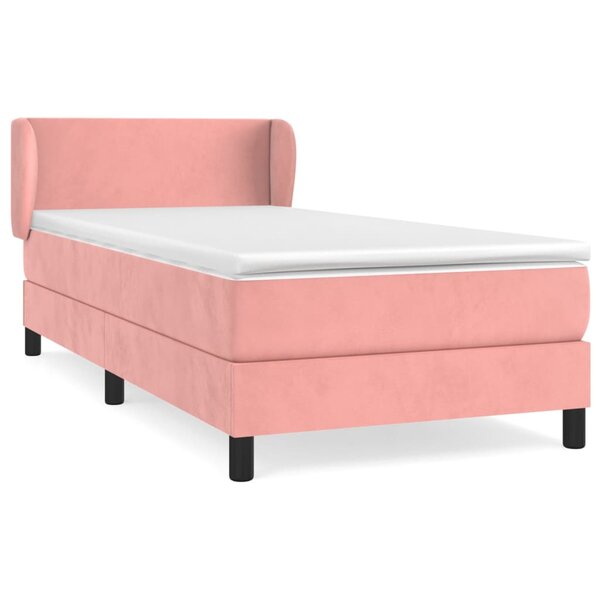 vidaXL Sommier à lattes de lit avec matelas Rose 90x190 cm Velours