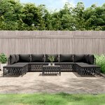 vidaXL Salon de jardin avec coussins 10 Pièces anthracite acier