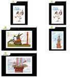 Lot de 5 cartes postales cigogne humoristique - dessins elsa speckel