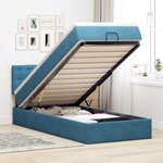 vidaXL Cadre de lit ottoman avec matelas bleu foncé 90x200 cm velours