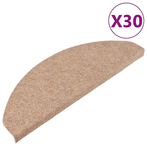 vidaXL Tapis d'escalier auto-adhésifs 30 Pièces beige 65x22 5x3 5 cm