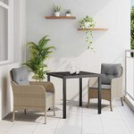 vidaXL Ensemble de salle à manger pour jardin 3 Pièces Beige Poly rotin
