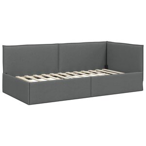 vidaXL Cadre de lit d'angle Gris foncé 80 x 200 cm tissu