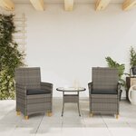 vidaXL Chaises de jardin coussins lot de 2 gris résine tressée et bois