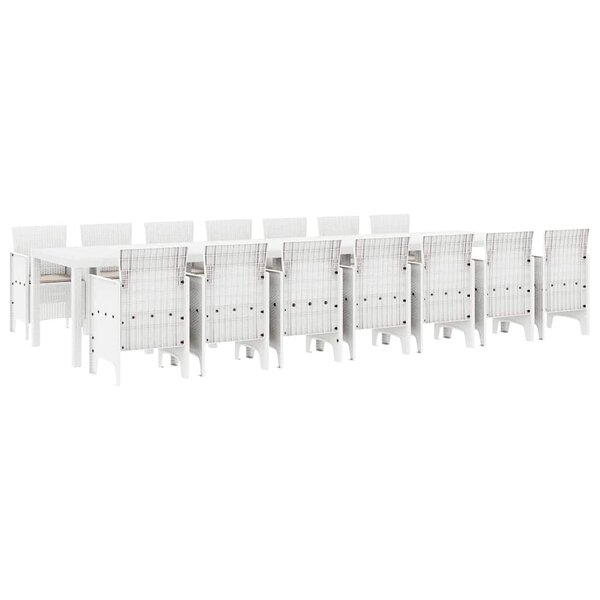 vidaXL Ensemble de salle à manger pour jardin 15 Pièces Blanc Rattan Polt