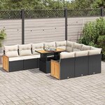 vidaXL Ensemble de canapés de jardin 11 Pièces et coussins rotin acacia