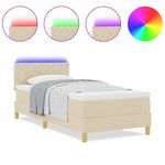 vidaXL Lit à ressorts avec Matelas & LED Crème 100x200 cm Tissu