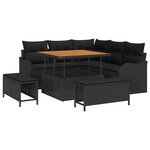 vidaXL Ensemble de canapé de jardin 8 pièces avec coussins en poly rotin noir et acacia