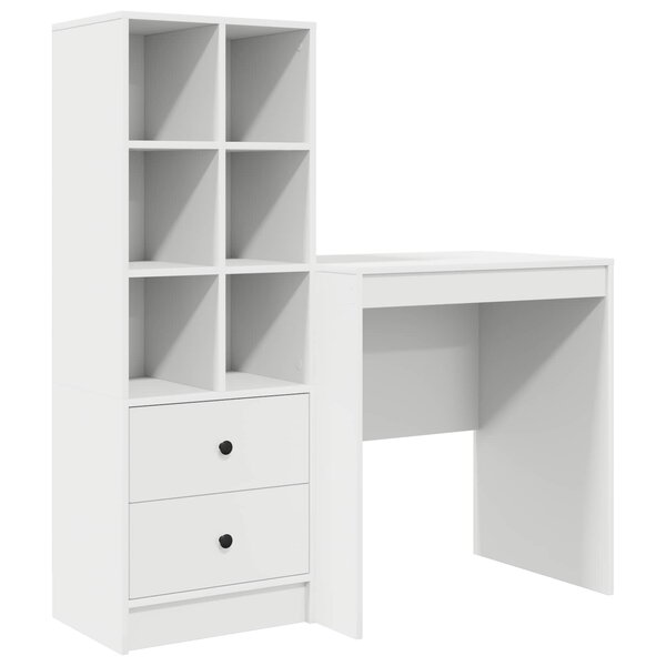 vidaXL Bureau avec tiroir avec étagère avec stockage 2 Pièces Blanc