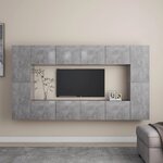vidaXL Ensemble de meubles TV 8 Pièces Gris béton Bois d'ingénierie