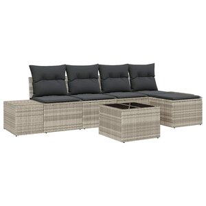 vidaXL Ensemble de canapé de jardin avec coussin 6 Pièces Gris clair