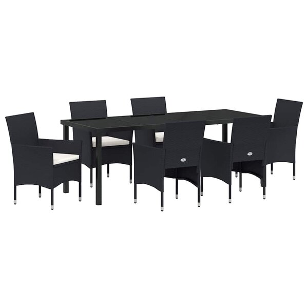 vidaXL Ensemble de salle à manger pour jardin 7 Pièces Noir polyrotin