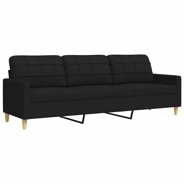 vidaXL Canapé à 3 places Noir 210 cm Tissu