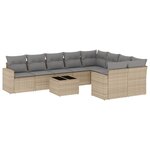 vidaXL Salon de jardin avec coussins 10 Pièces beige résine tressée