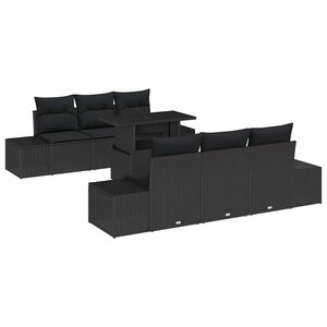 vidaXL Ensemble de Canapés avec coussin 7 Pièces Noir polyrotin