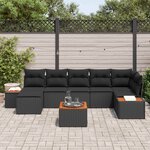 vidaXL Ensemble de canapé de jardin avec coussin 8 Pièces Noir Polyrotin