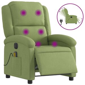 vidaXL Fauteuil inclinable de massage électrique vert clair velours