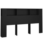 vidaXL Armoire de tête de lit Noir 180x18 5x104 5 cm