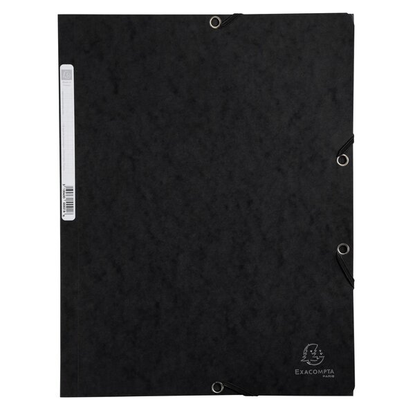 Chemise 3 Rabats À Élastiques Carte Lustrée 400g/m2 - A4 - Noir - X 25 - Exacompta