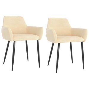 vidaXL Chaises à manger lot de 2 Crème Velours